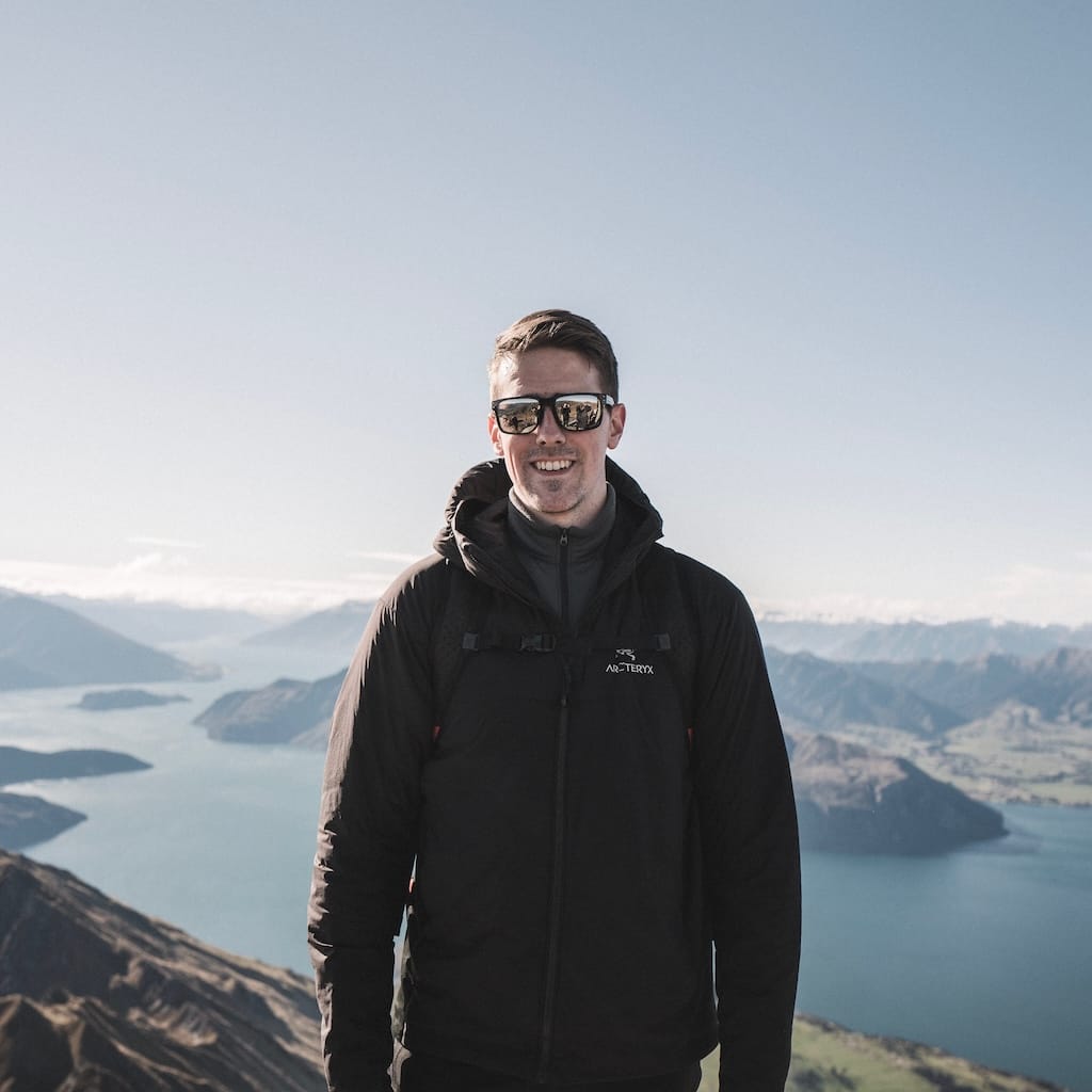Shawn at the top of Mt Roy in New Zealand
